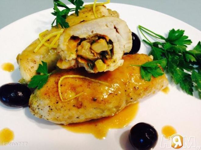 Рецепт куриных рулетов, фаршированных грибами и овощами