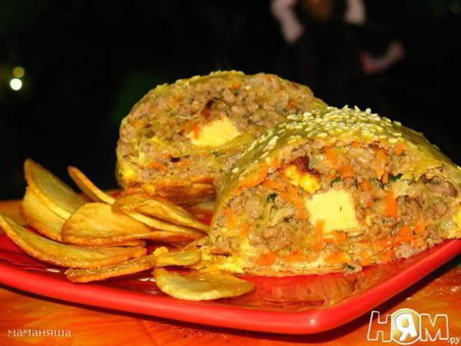 Рецепт мясного рулета в лаваше