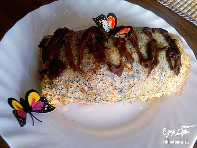 Рецепт постного блинного рулета с маком