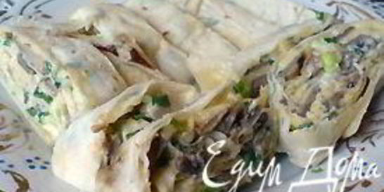 Рулет из лаваша с грибами