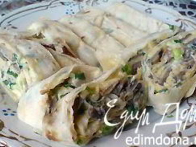 Рецепт рулета из лаваша с грибами