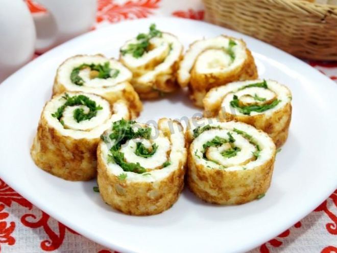 Рецепт рулета с сыром и зеленью