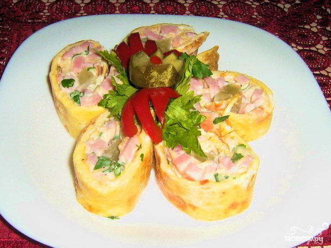 Рецепт рулета с ветчиной