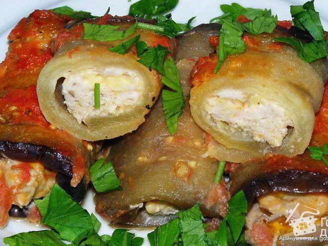 Рецепт рулетов из баклажан и курицы