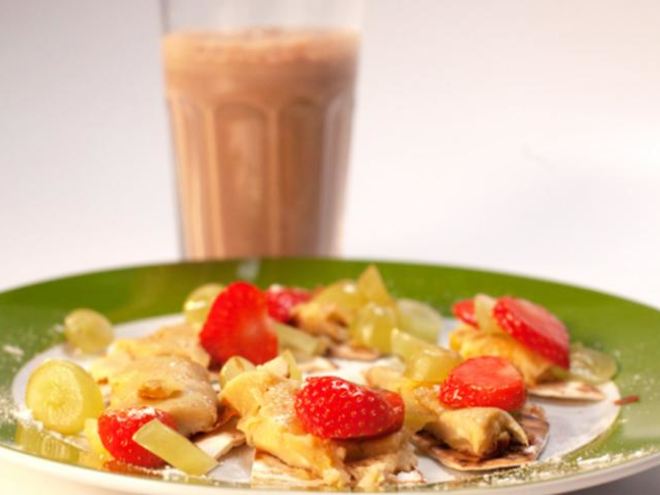 Рецепт сладкой тортильи и шоколадное молоко