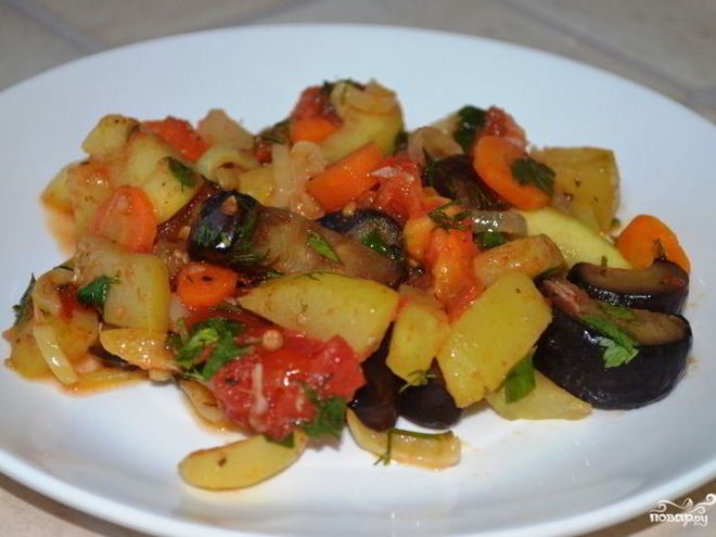 Рецепт соте из баклажанов и кабачков