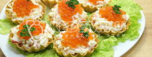 тарталетки с крабовыми палочками. Шаг 6