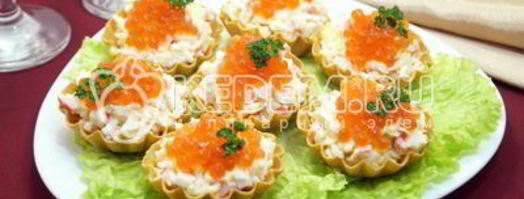 тарталетки с крабовыми палочками. Шаг 7