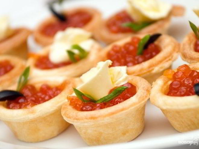 Рецепт тарталеток с сыром и икрой