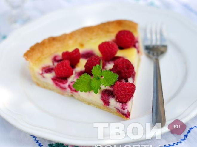 Рецепт кремового тарта с малиной