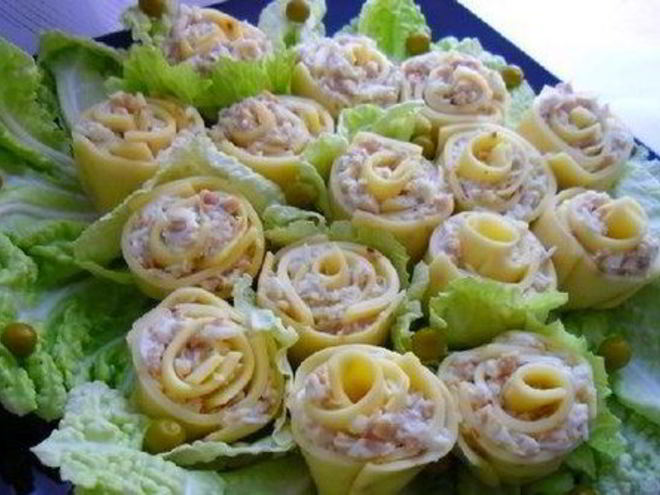 Рецепт закуски из сыра розы для милых дам