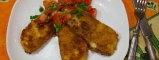 жареный сулугуни с помидорами. Шаг 6